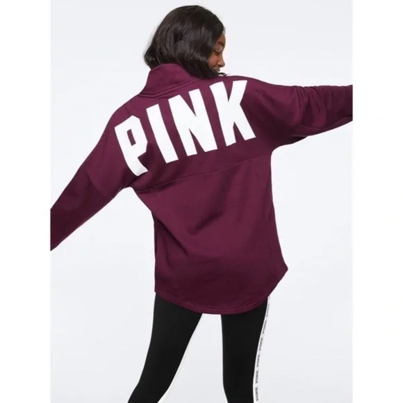PINK Victoria’s Secret Mock Neck Half Zip Sweater XS - Picture 2 of 7
